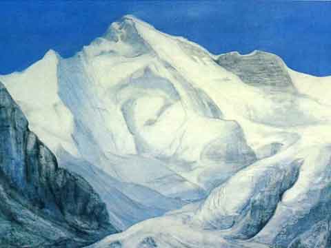 
Cho Oyu painting by Luis Stecher - 3x8000 Mein grosses Himalaja-Jahr (Reinhold Messner) book
